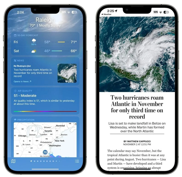 靖西苹果14维修分享iPhone 14手机如何看天气时顺带看新闻 