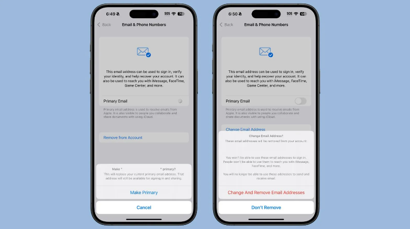 靖西苹果手机维修分享苹果 iOS 18.1 支持设置“主要”邮箱地址并更改 iCloud 邮箱 