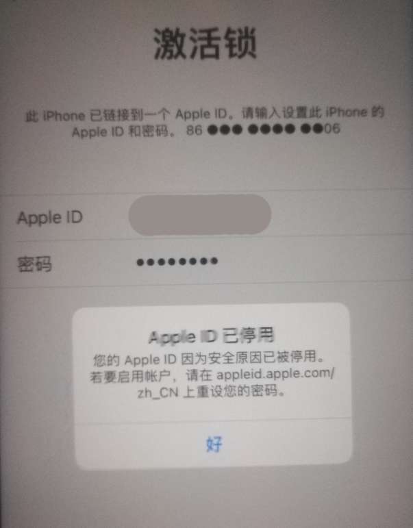 靖西苹果手机维修分享iPhone 12 出现提示“Apple ID 已停用”怎么办 